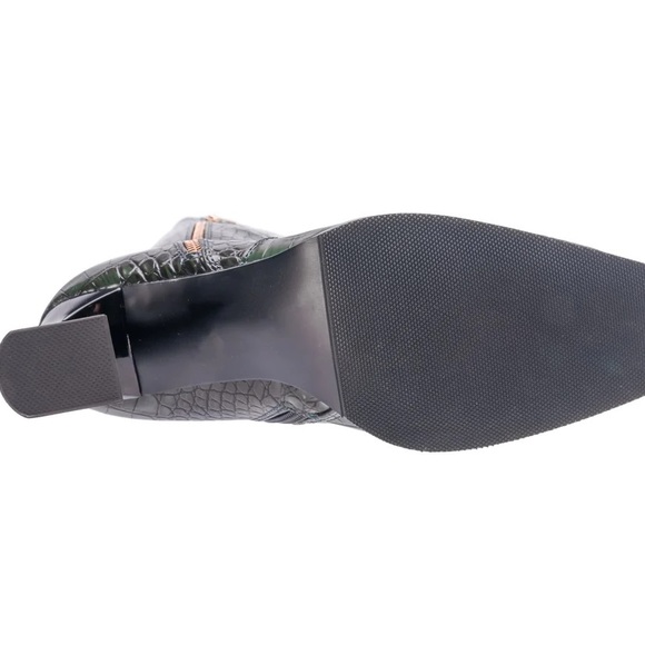 Green Tall Crocodile High Heel Boots - Picture 5 of 5